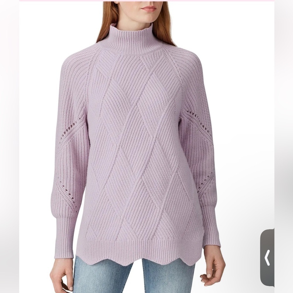 Rebecca Taylor basket-woven mock neck Lavender Knit Women's Sweater - Picture 2 of 9